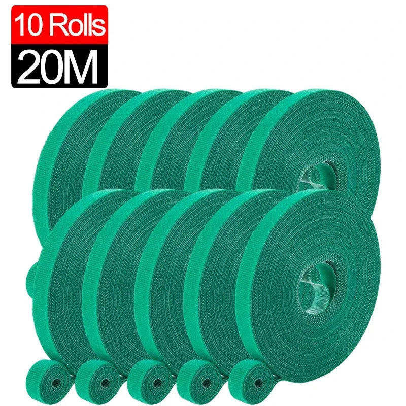 20/2M Nylon Plant Ties Plant Bandage Hook Tie Loop Adjustable Plant Support Reusable Fastener Tape for Home Garden Accessories